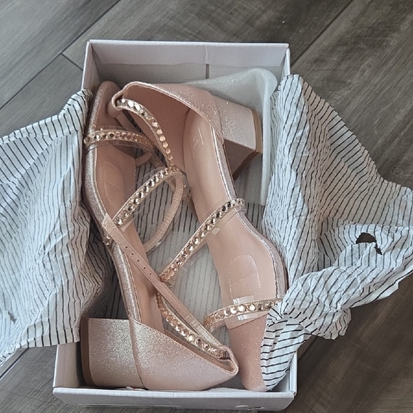 DB studio Sparkling Rose Gold encrusted Strappy Heels - Picture 1 of 6